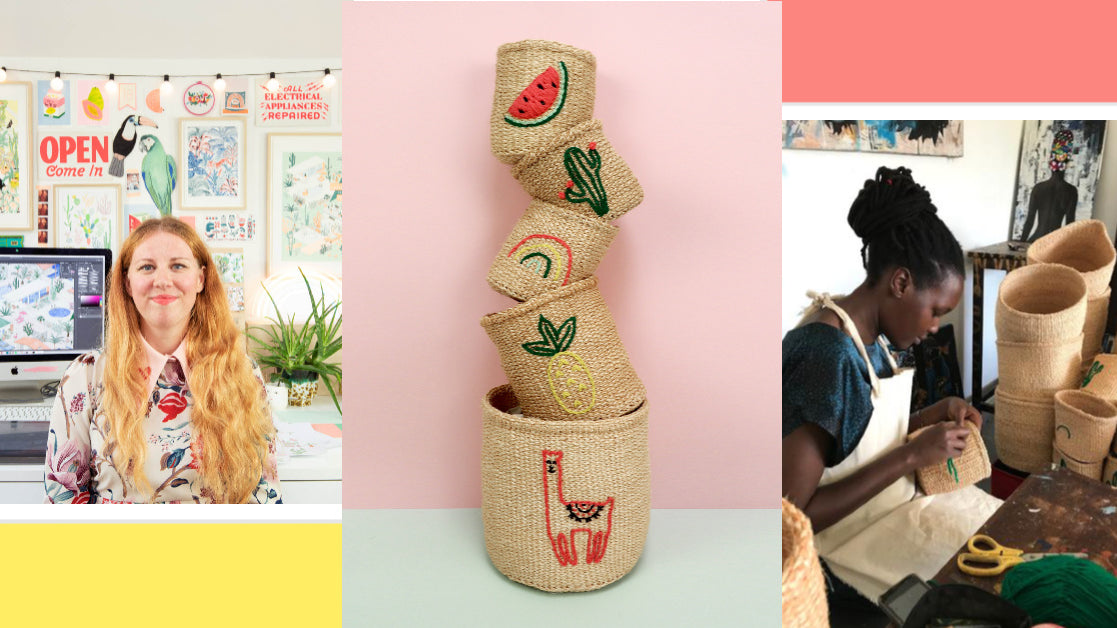 Embroidered Motif Baskets – An Intercontinental Collaboration