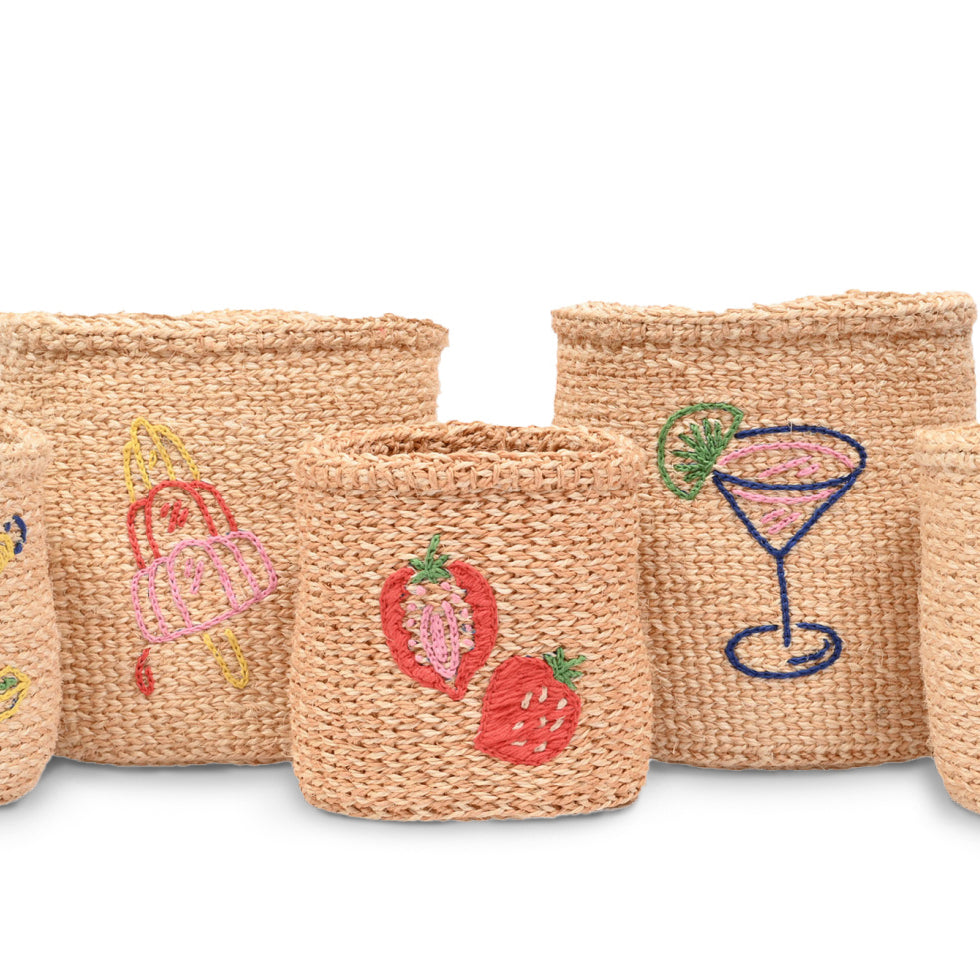 Embroidered Motif Baskets