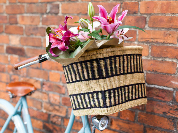 FANTE: Handcrafted Black Stripe Rectangular Bike Basket - Bike Basket - The Basket Room