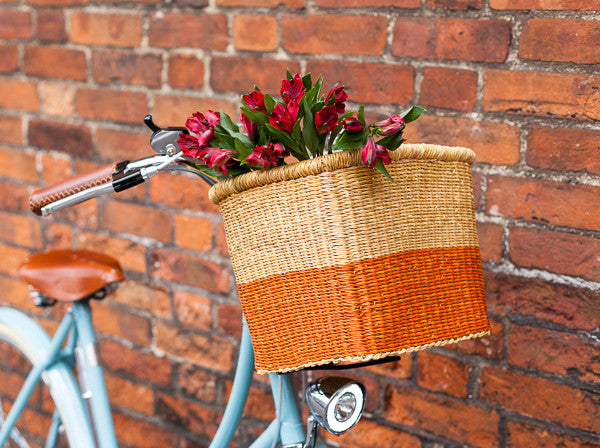 ATIA: Handcrafted Orange Block Tiered Bike Basket - Bike Basket - The Basket Room