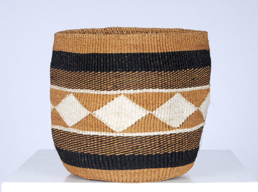 KADI: Geometric Natural and Black Baskets - Traditional Fine Weave - The Basket Room