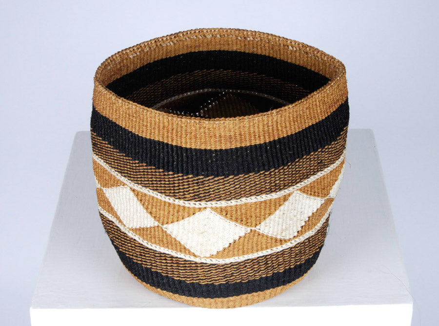 KADI: Geometric Natural and Black Baskets - Traditional Fine Weave - The Basket Room