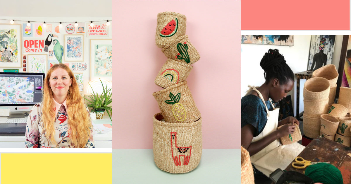 Embroidered Motif Baskets – An Intercontinental Collaboration