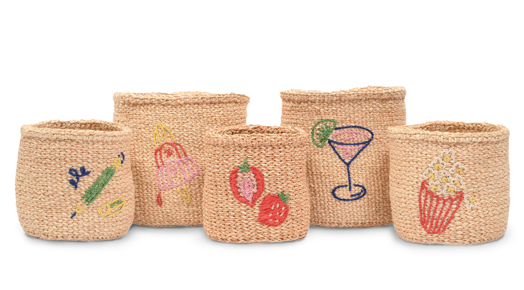 Embroidered Motif Baskets