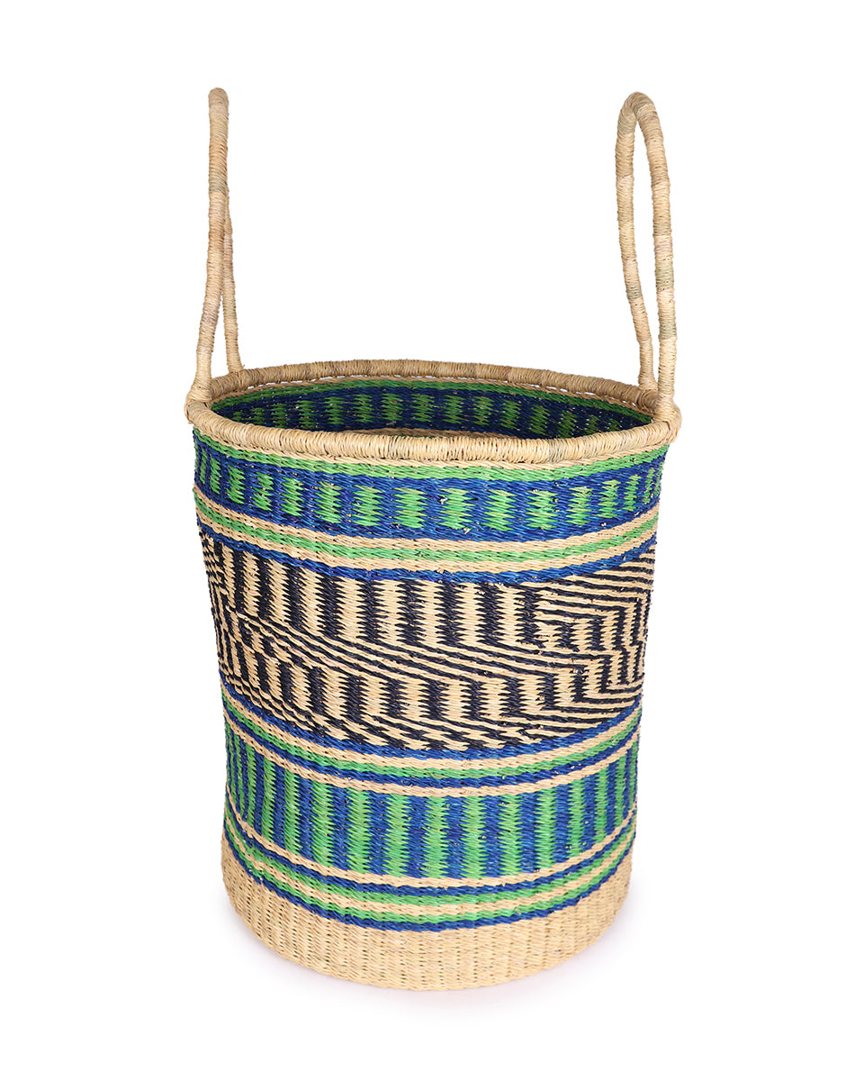 MUMFORD Large Blue & Green Log or Laundry Basket The Basket Room