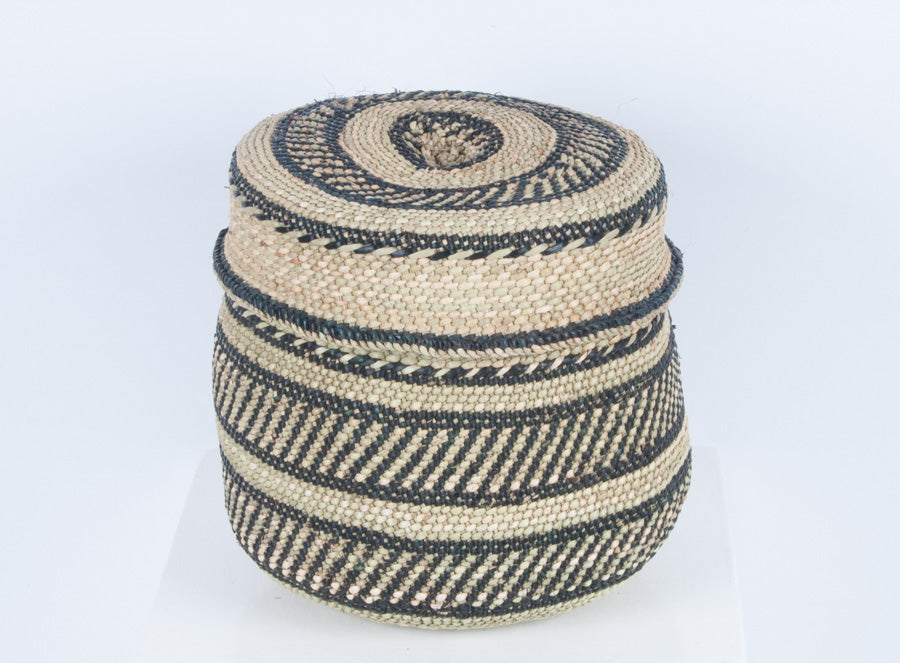 NYUMBA: Black and Natural Lidded Storage Baskets - Milulu Baskets - The Basket Room 
