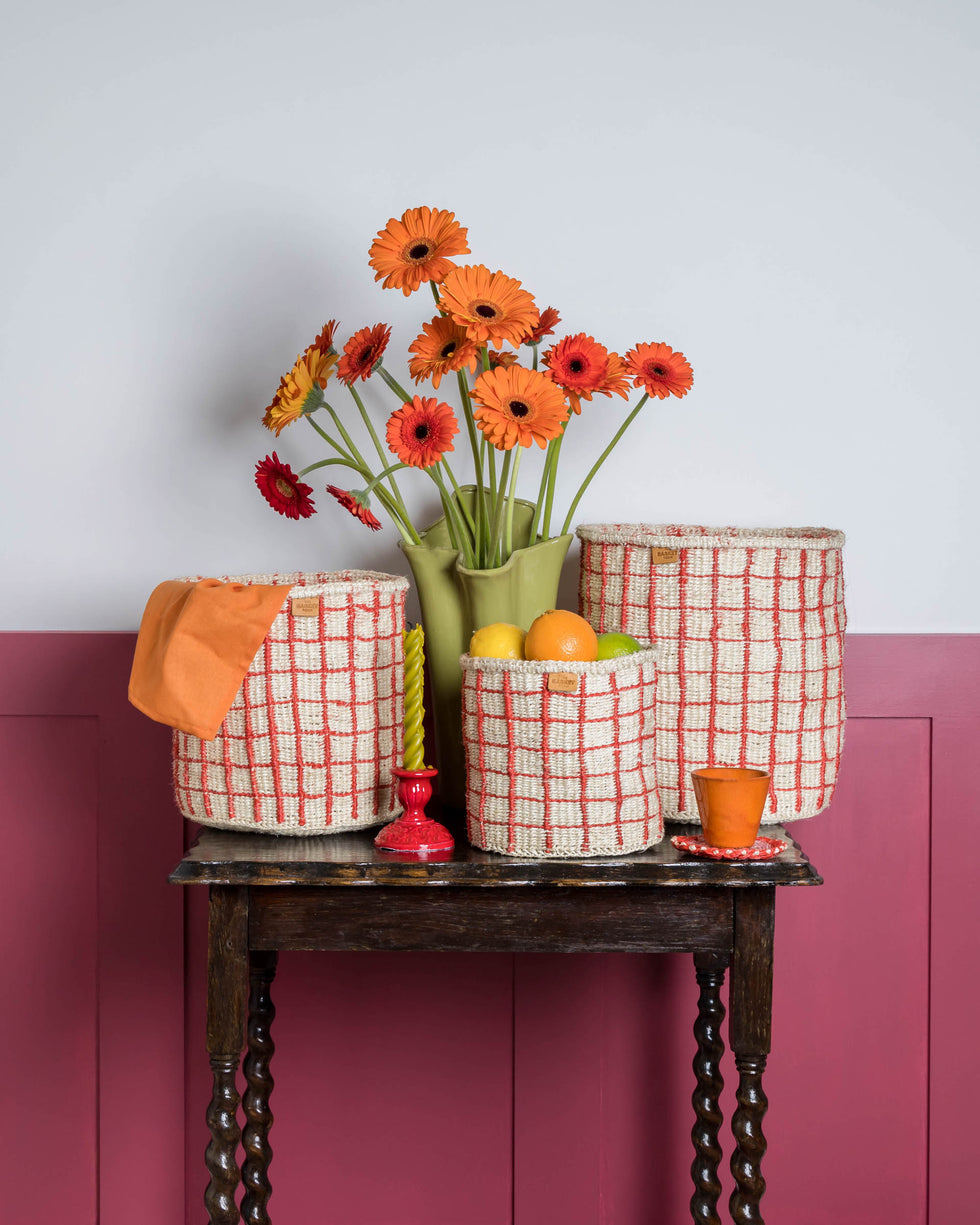 Small Peachy Stripe Basket