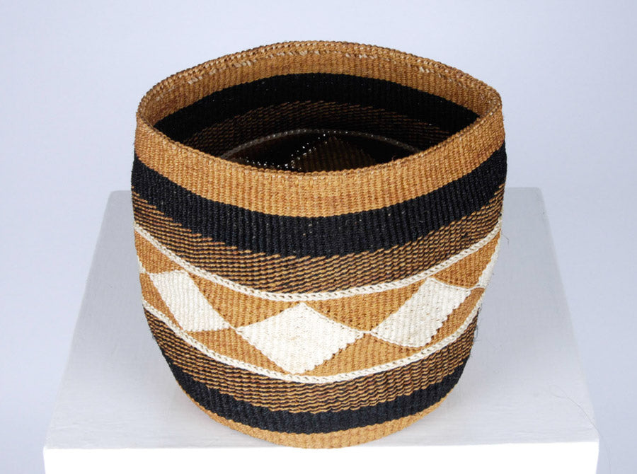 KADI: Geometric Natural and Black Baskets - Traditional Fine Weave - The Basket Room 